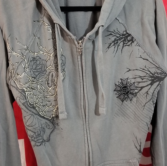 *SOLD*Fox Racing Gray and Black Full Zip MX Hoodie - Picture 2 of 7
